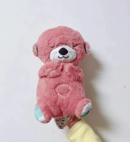 Breathing Bear Baby Soothing Otter Plush Doll Toy Baby Kids Soothing Music Baby Sleeping Companion Sound and Light Doll Toy Gift