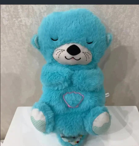 Breathing Bear Baby Soothing Otter Plush Doll Toy Baby Kids Soothing Music Baby Sleeping Companion Sound and Light Doll Toy Gift