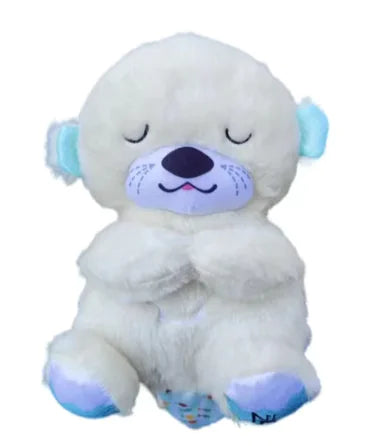Breathing Bear Baby Soothing Otter Plush Doll Toy Baby Kids Soothing Music Baby Sleeping Companion Sound and Light Doll Toy Gift